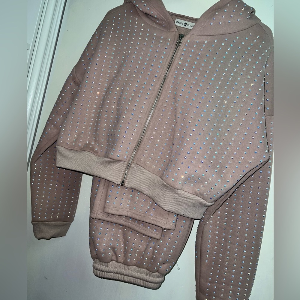 Embellished Sweat Set in Mauve